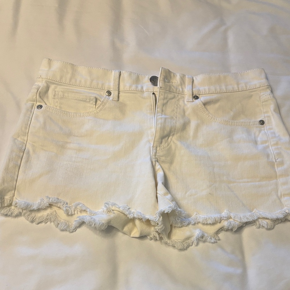 LOFT White Shorts with Frayed Hem